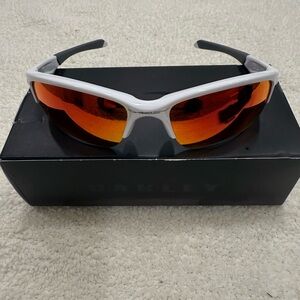 Oakley Flax XS with White Frame and jade iridium lenses